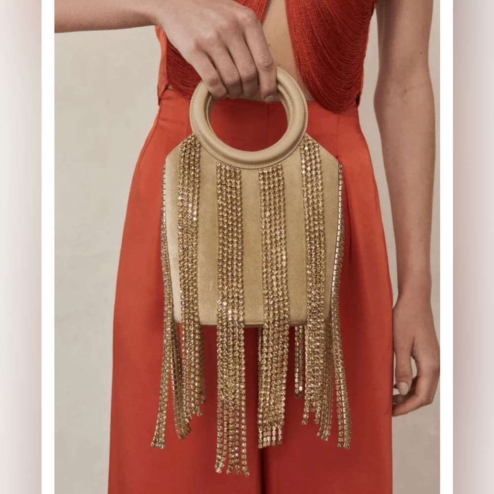 cult gaia Taryn Embellished Top Handle Bag in Champagne - Picture 2 of 8